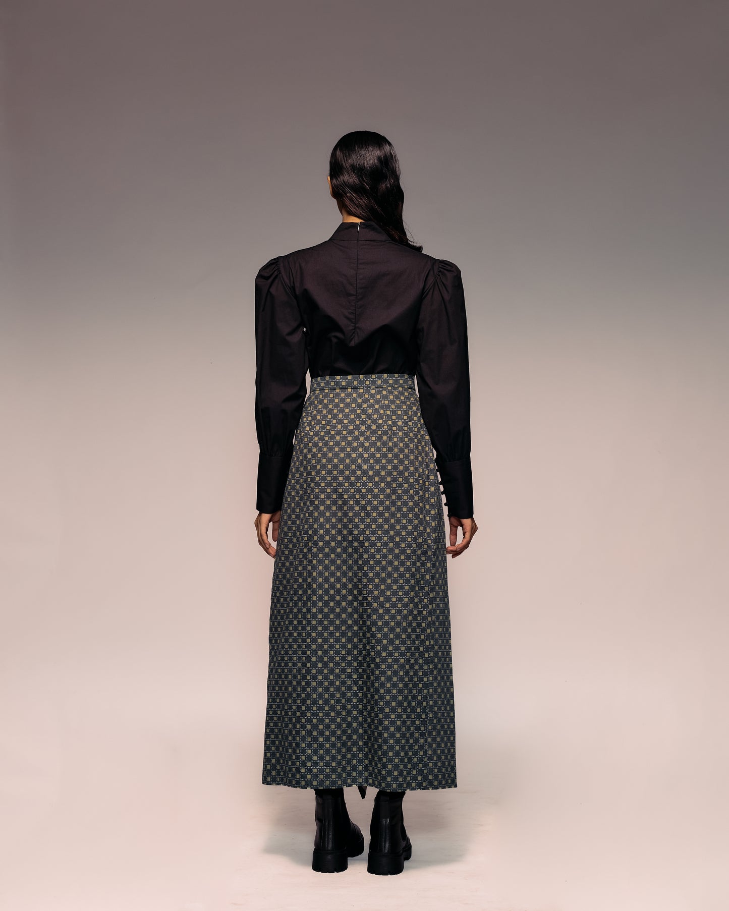 Olive Print Reversible Flap Skirt