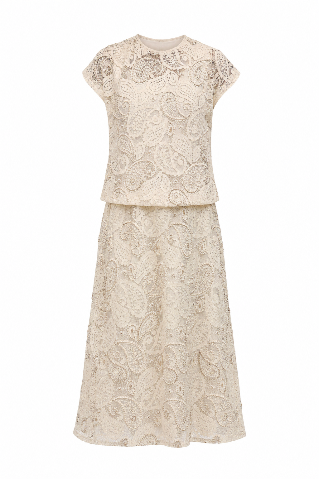 Ivory paisley Lace Embroidered Skirt
