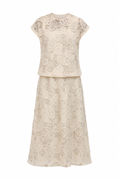 Ivory Paisley Lace Embroidered Top