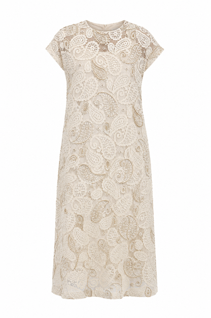 Ivory paisley Lace Embroidered Midi