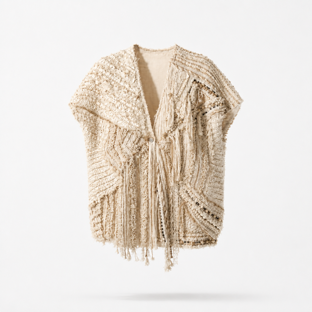 Ivory Crushed Lace Embroidered Top