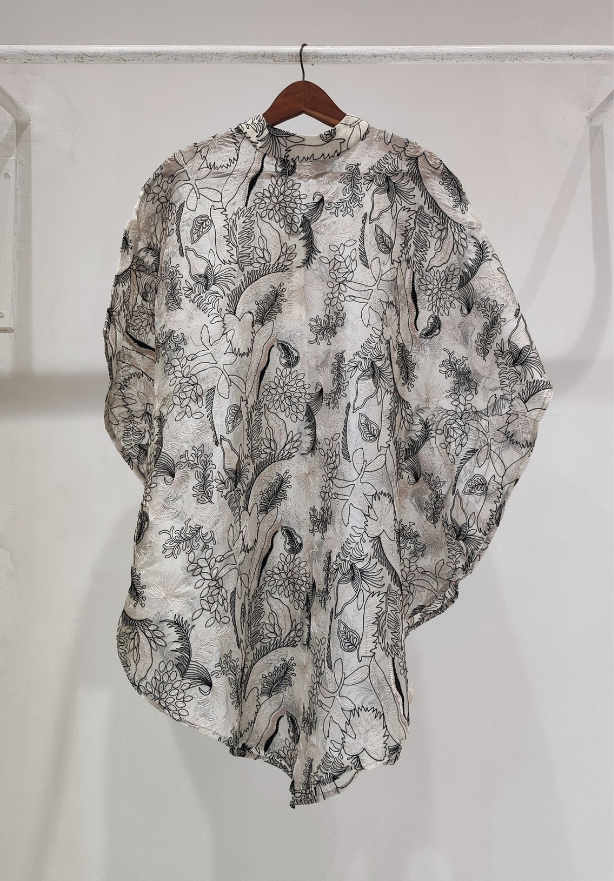 Black White Organza Batwing Top