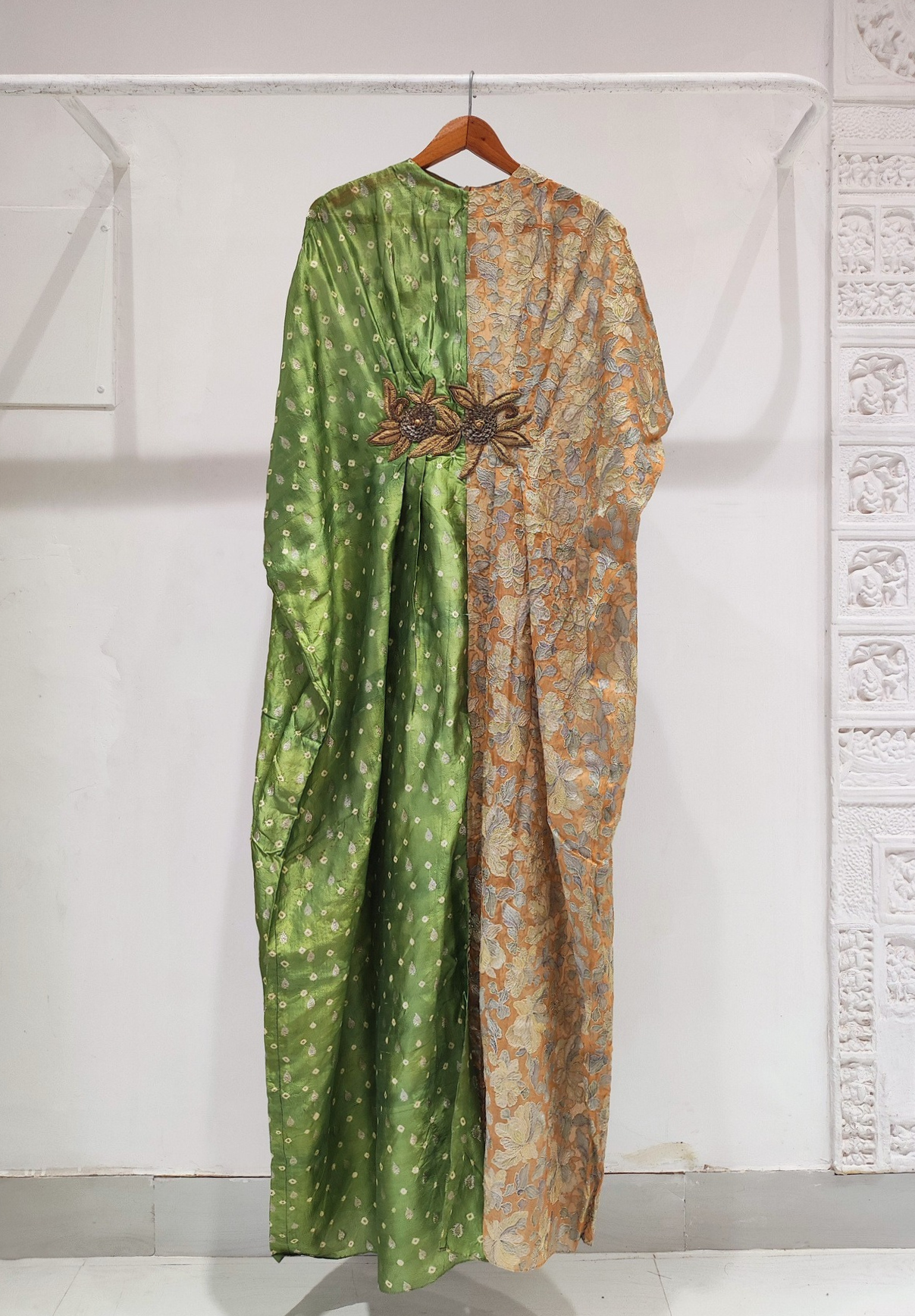Bandhani Embroidery Organza Silk Kaftan