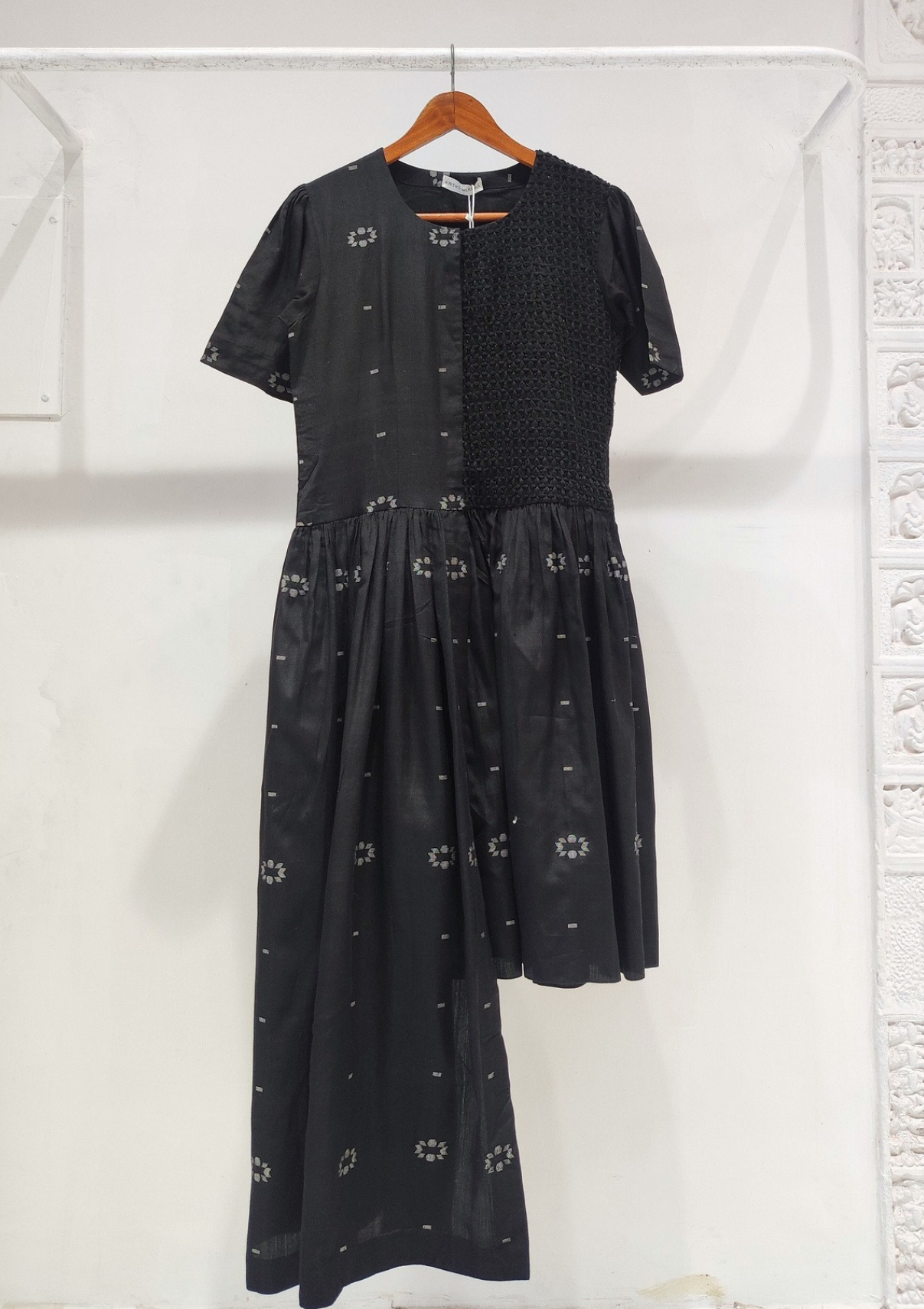 Black Jamdani Hi-low Dress