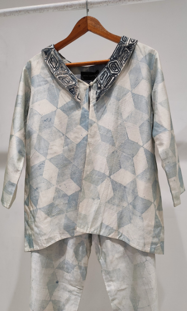 Batik Silk Top Pant Set