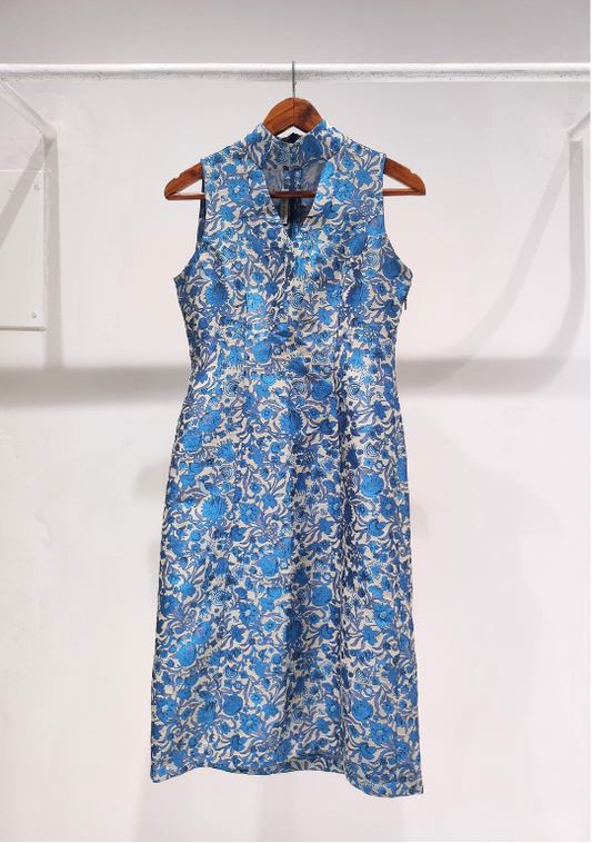 Blue Jacquard Dress