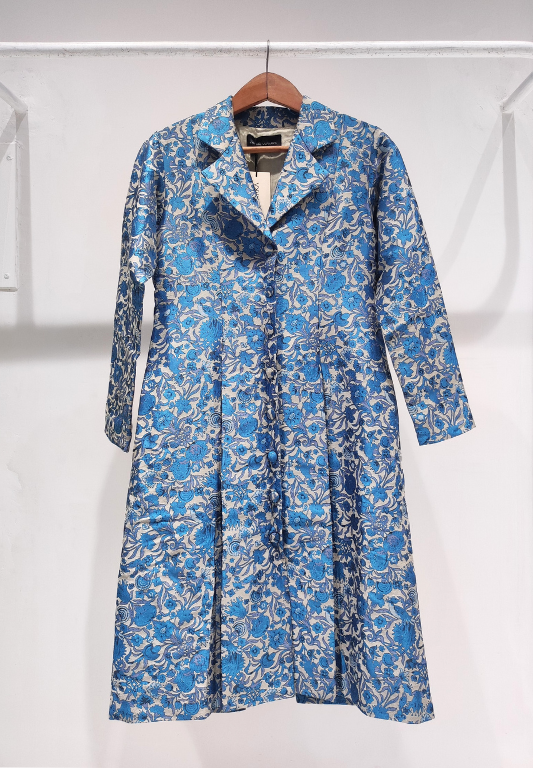 Blue Jacquard Blazer Dress