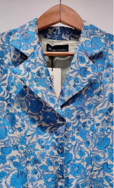 Blue Jacquard Blazer Dress