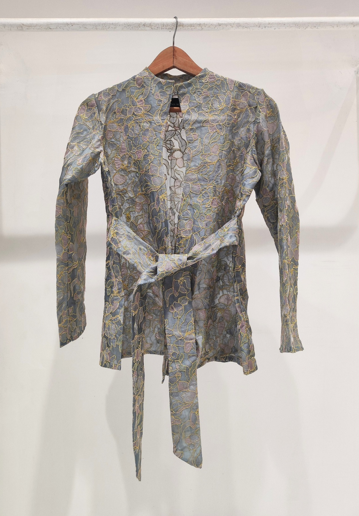 Blue Embroidery Wrap Top