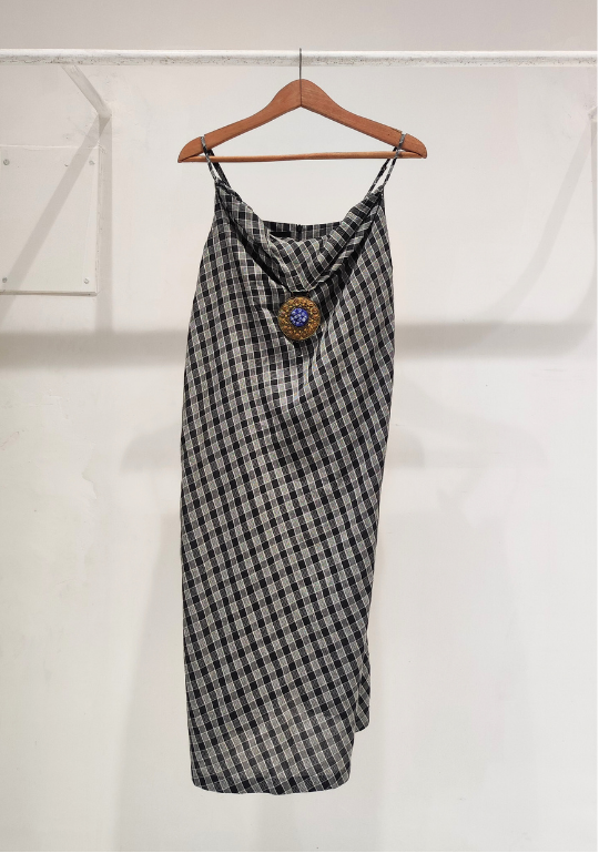 Black Check Spaghetti Dress