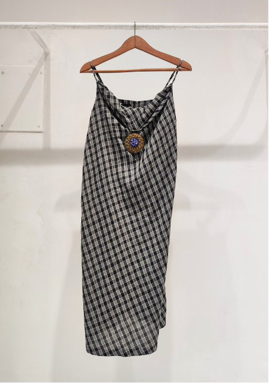 Black Check Spaghetti Dress