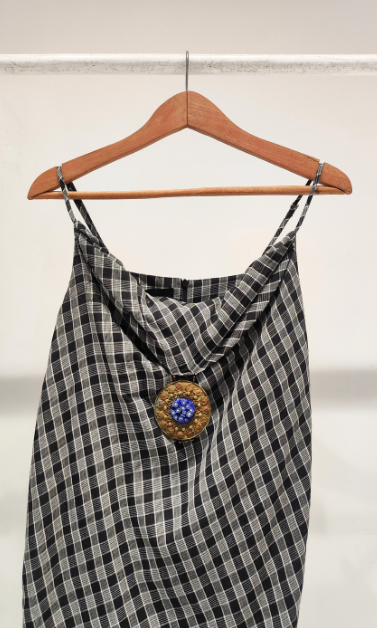 Black Check Spaghetti Dress