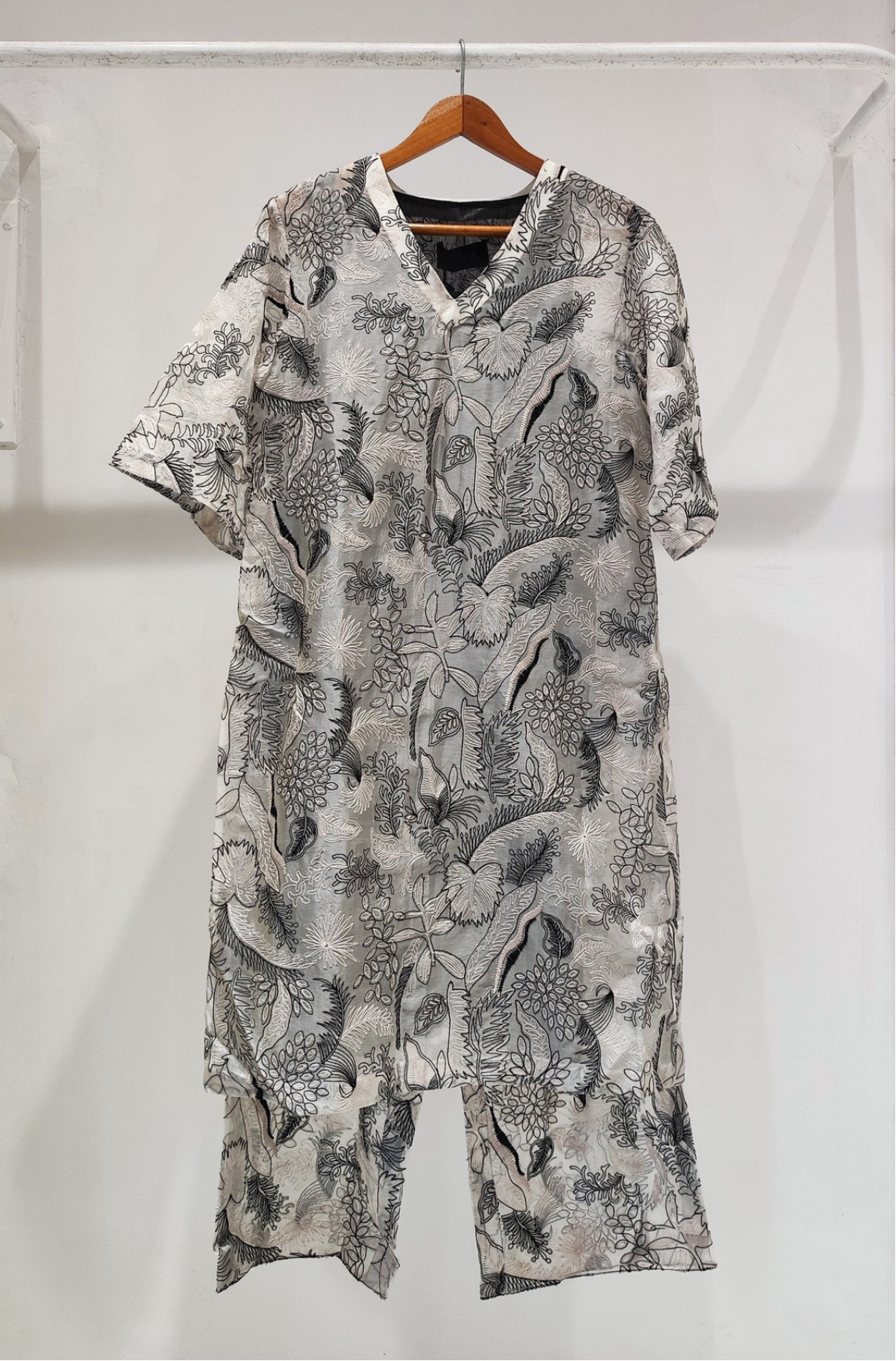 Black & White Organza Tunic Pant Set