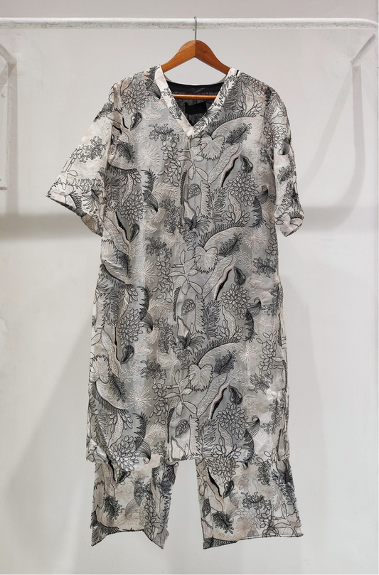 Black & White Organza Tunic Pant Set